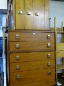 Mid Century bedroom chest of five drawers and a similar chest of three drawers