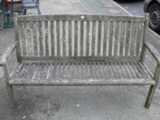 Wooden slatted garden bench