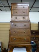 Reproduction chest of three over three inlaid drawers