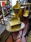 Piecrust top barley twist occasional table and an ornate wooden corner shelf with drawer