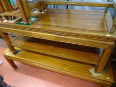 Chinese hardwood coffee table with central drawer and lower shelf