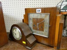 Art Deco style mantel clock and a polished Smiths clock