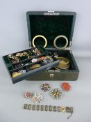 Jewellery box with good brooch and bangle contents and similar items