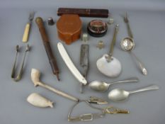 Parcel of thimbles, cutlery and mixed collectables including Queen Victorian, cane top etc