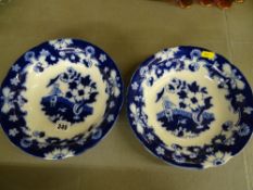 Pair of Royal Staffs Burslem blue and white bowls
