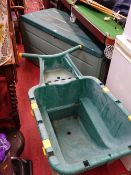 Keta plastic garden storage box and a plastic garden wheelbarrow