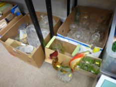 Large parcel of drinking and other glassware and a glass cockerel