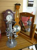 Parcel of items including a bar optic, reproduction banjo barometer, Tempus Fugit reproduction clock