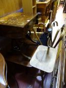 Square topped occasional table, small inlaid sofa table, tripod occasional table, wicker umbrella