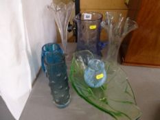 Parcel of mixed glassware including Whitefriars style chimney vase