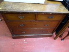 Mahogany two short over two long drawers chest and a quantity of framed mirrors