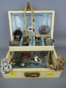 Jewellery box with good contents including yellow and white metal, some silver etc