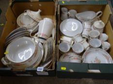 Two boxes of floral decorated dinner and teaware