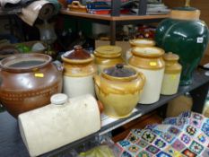 Large parcel of pottery and earthenware including table lamp, provision containers