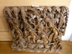 Oriental carved wooden panel