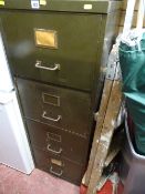 Metal four drawer green filing cabinet