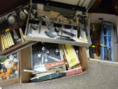 Very large parcel of cased and loose cutlery including wooden box with bone handled contents and