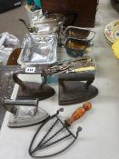 Parcel of electroplate, flat irons, cutlery