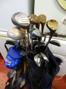Golf bag and contents with Howson Pluslight trolley and golf balls