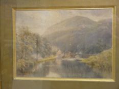 H MASTERS watercolour - possibly Conwy Valley scene, signed and dated 1889, 20 x 36 cms