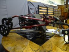 Mobility walker and a pair of crutches