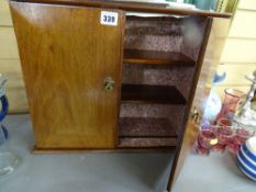 Mahogany two door wall hanging cabinet