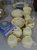 Clarice Cliff floral decorated teaware and items of Wedgwood Jasperware