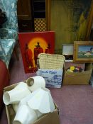 Large parcel of paintings and prints including maritime related, quantity of stoneware based table