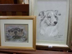 R M STEVENS mixed media - portrait of a collie dog, signed and dated '92 and S O'MARAH pastel -