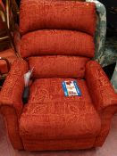 Red patterned electric recliner armchair E/T