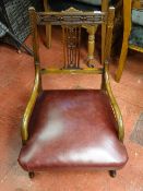 Small vintage bentwood chair with padded rexine seat