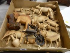 Parcel of delicately carved treen animals