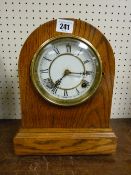 Oak cased mantel clock with painted dial