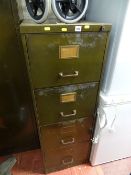 Metal four drawer green filing cabinet