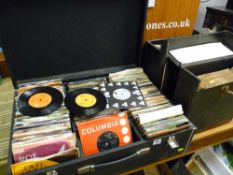 Parcel of vinyl records in quality vintage cases including sectional 45rpm
