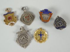 Collection of silver gilt and silver mainly sporting medallions including one for the Cardiff and