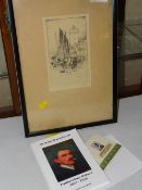 FEATHERSTONE ROBSON signed etching - entitled 'The Fish Sale' together with a small book relating to