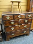 Antique Georgian mahogany chest of drawers, three small above three long with brass handles, 92cms