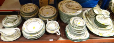 Two trays of vintage Minton 'Stanwood' pattern tea and dinnerware Condition reports provided on