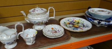 Floral hand painted part-teaset (believed apprentice pieces) together with Minton bowl, Victorian