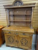 A vintage carved sideboard-dresser with open rack, 119cms wide Condition reports provided on request