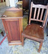Early twentieth century pot cupboard and oak chair