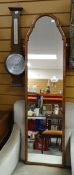 Wall mounted barometer / thermometer and a wall hung wood framed mirror