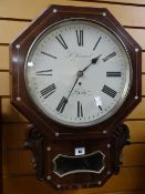 An antique rosewood encased pendulum wall clock inscribed Samuel of Neath Condition reports provided