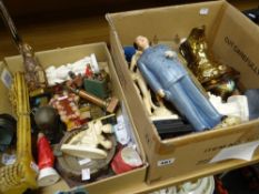 Two boxes of eclectic and amusing curiosities discovered in a religious establishment and removed