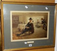 CHARLES McIVER GRIERSON RI watercolour - a sleeping Puritan father and cavalier with daughter,