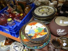 Collection of mixed china / pottery, cranberry glass, Spode 'Armada' plate, Ewenny ETC Condition