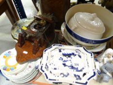 Parcel of mixed china including Oriental Imari plaques, Masons Ironstone soup tureen, continental