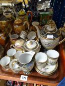 Tray of various Oriental decorated tourist teaware Condition reports provided on request by email