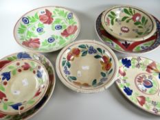 A parcel of naive spongeware pottery